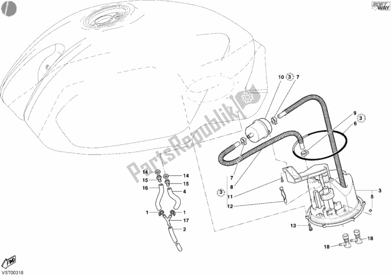 Todas as partes de Bomba De Combustivel do Ducati Monster 620 Dark 2005